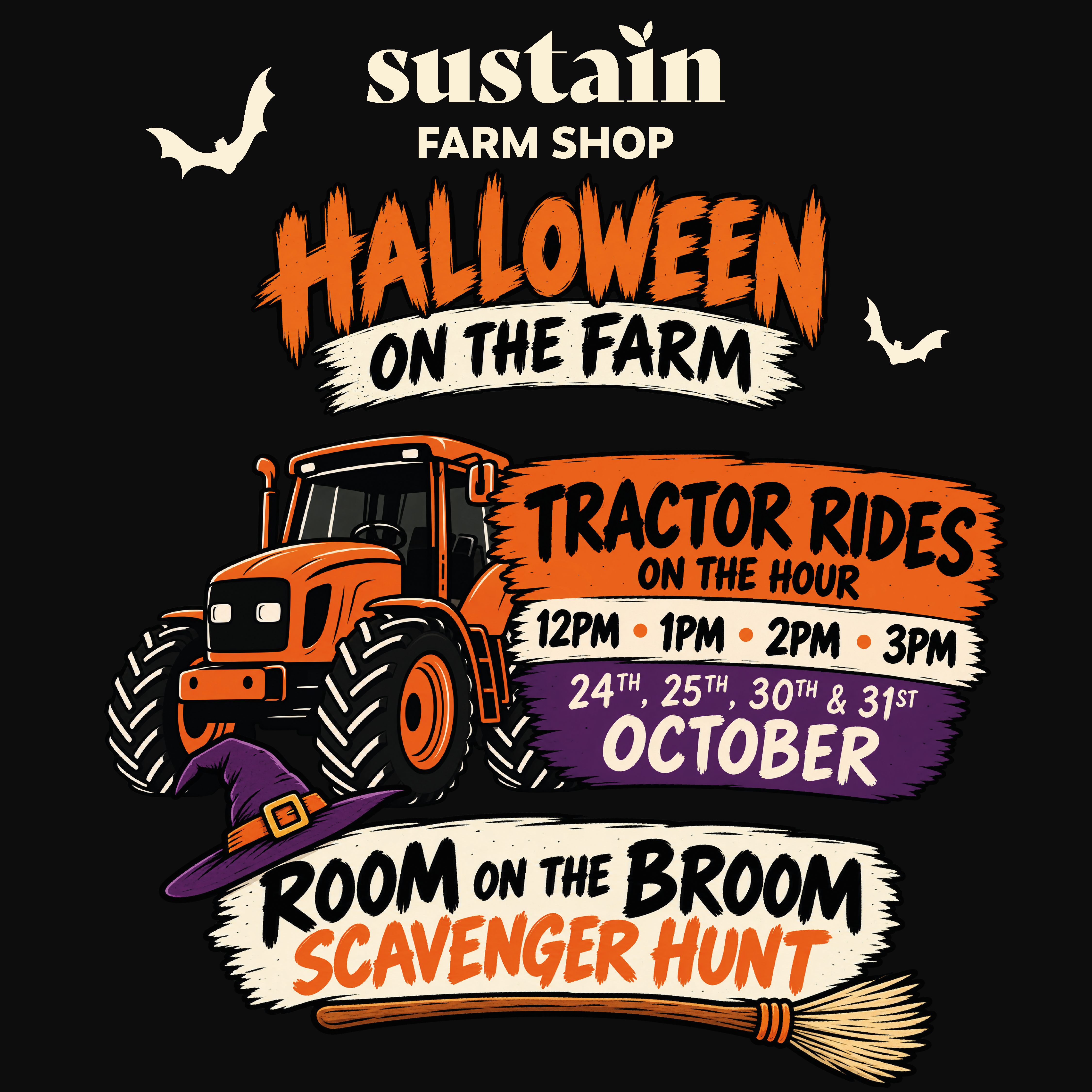 Room on the Broom Adventure Tractor Ride at Sustain Farm Shop